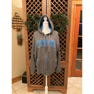 Dallas Cowboys Full Zip Hoodie Gray Blue NFL Authentic Size Large